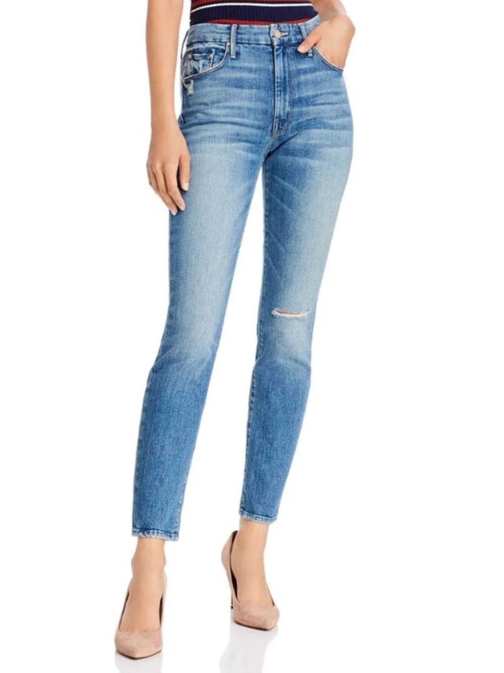 Women's Mother high waisted looker ankle in Popism